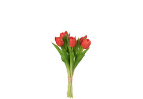 J-Line Bouquet Tulips 7 Pieces PU Coral Pink Small