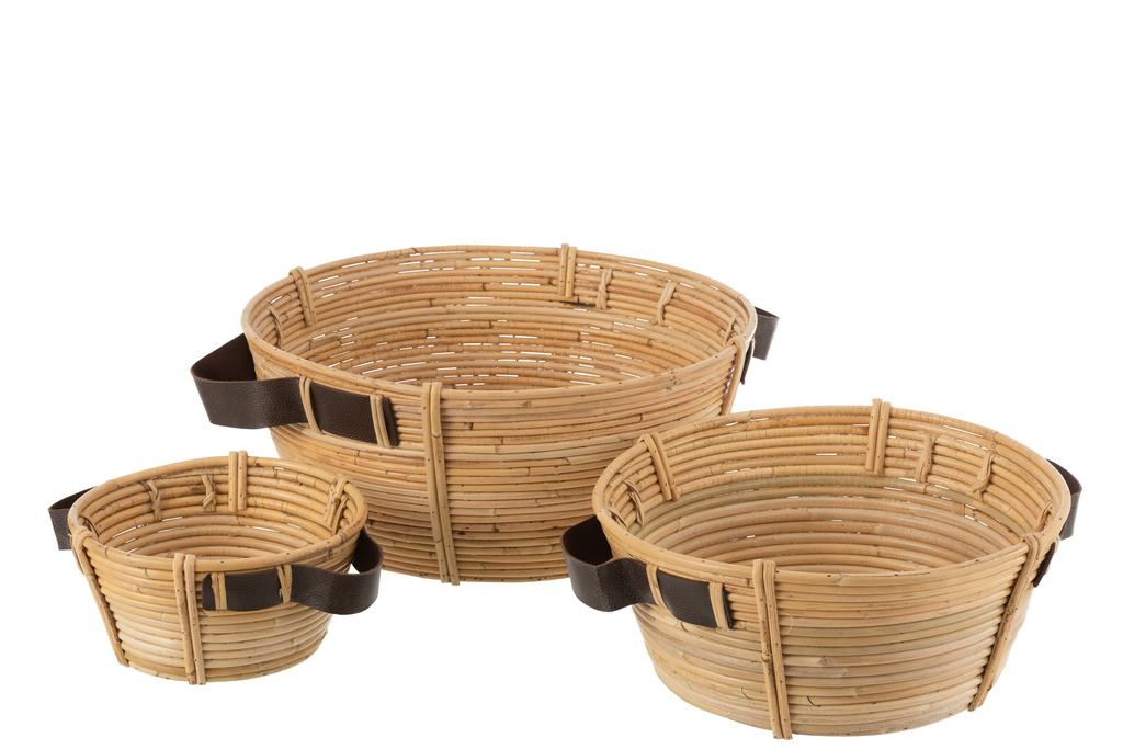 J-Line Set van 3 Dishes + Handle Rattan Natural
