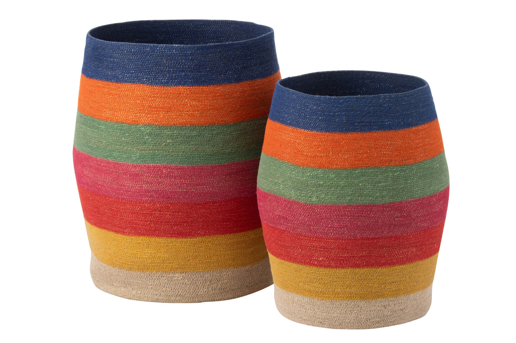 J-Line Set van 2 Manden met Regenboogstrepen van Zeegras Mix