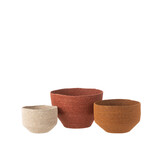 J-Line Set of 3 Basket Seagrass Natural/Rust/Terracotta