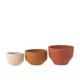 J-Line Set of 3 Basket Seagrass Natural/Rust/Terracotta
