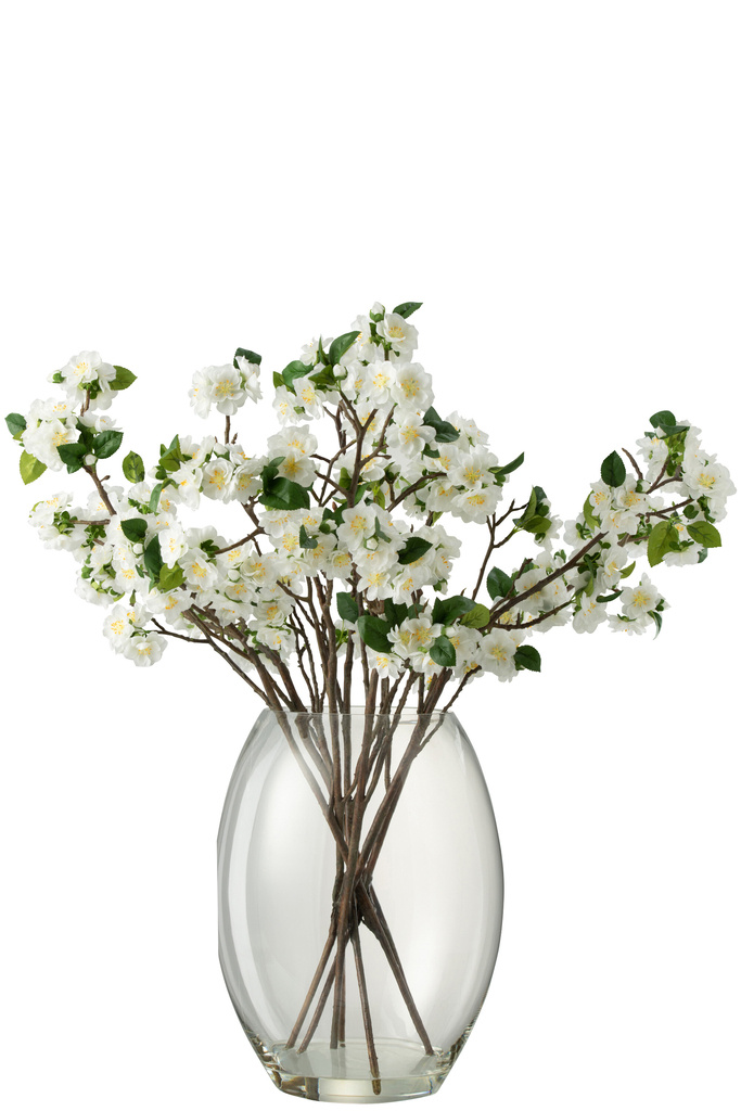J-Line Blossom In Vase Plastic Glass White XL