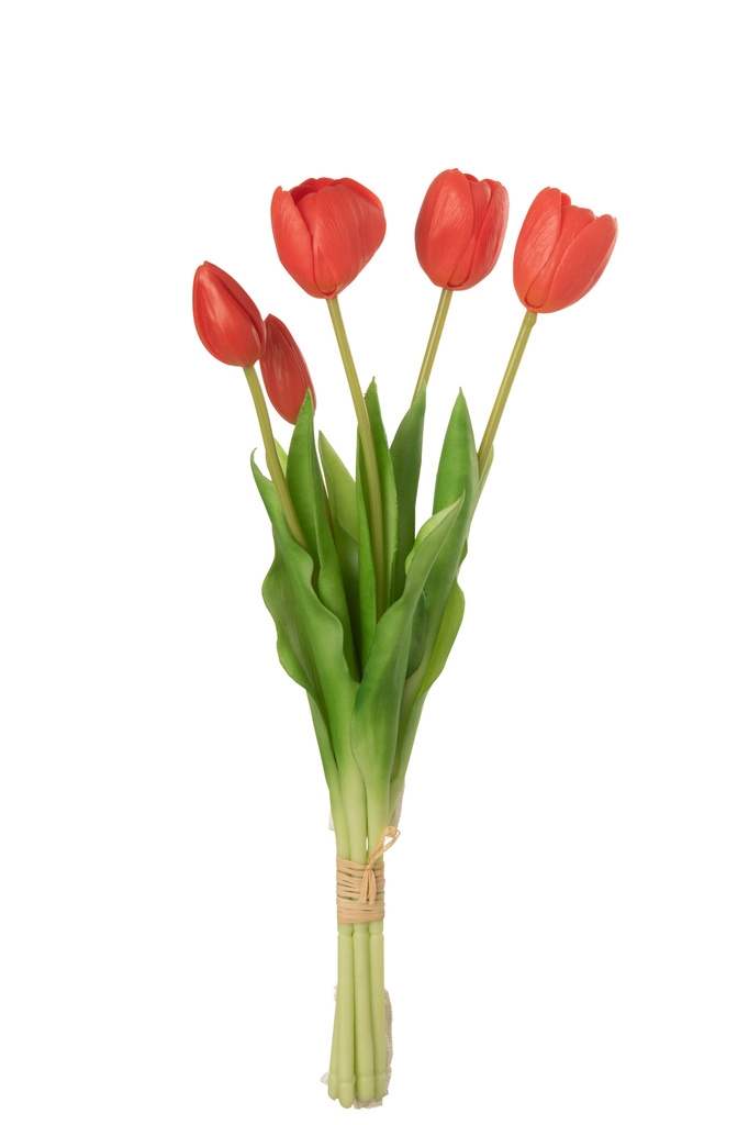 J-Line Bouquet Tulips 7 Pieces PU Coral Pink Large