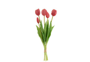 J-Line Bouquet Tulips 5 Pieces PU Bright Pink Medium