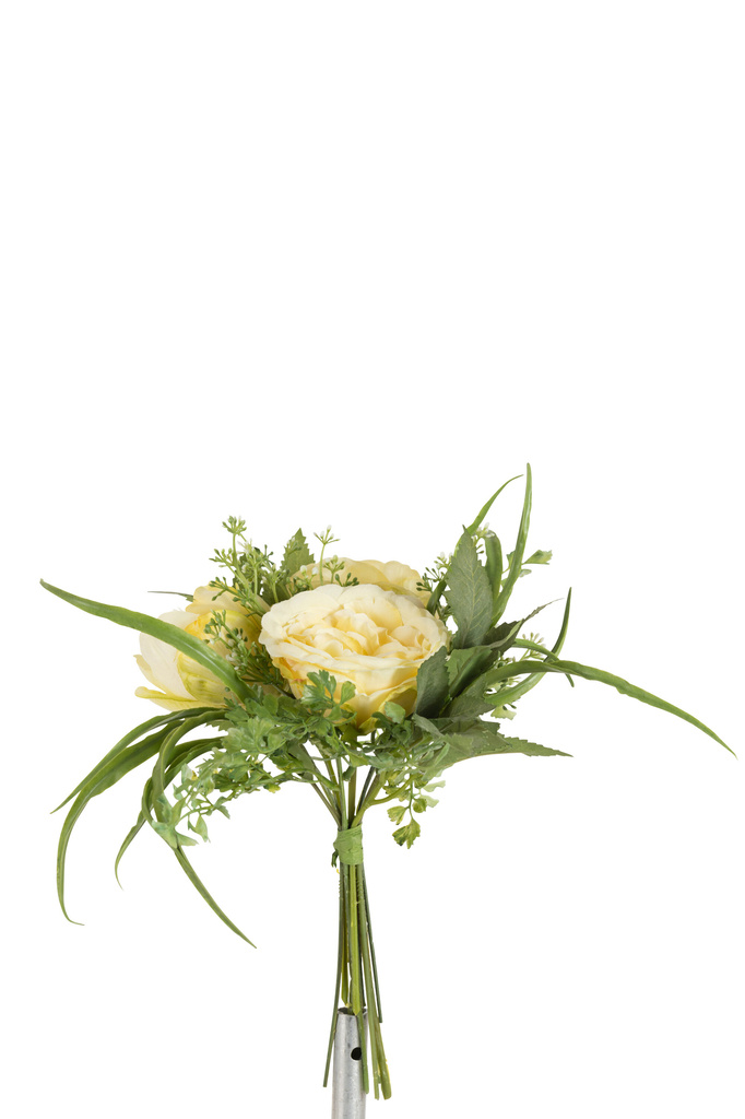 J-Line Boeket Tulpen Varens Plastic Lichtgeel