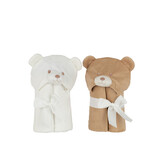 J-Line  Bathcape Bear Plush White/Beige2 stuks
