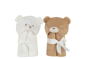 J-Line Bathcape Bear Plush White/Beige2 stuks