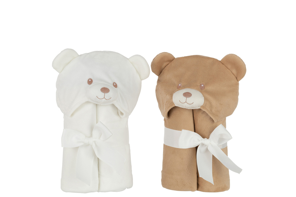 J-Line  Bathcape Bear Plush White/Beige2 stuks