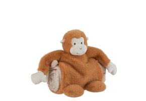 J-Line Aap met Pluche Dekentje in Bruin