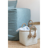 J-Line Set Of 3 Baskets Palm Leaf Natural/White