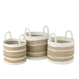 J-Line Set Of 3 Baskets Caro Raffia White/Natural