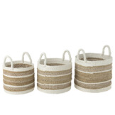 J-Line Set Of 3 Baskets Caro Raffia White/Natural