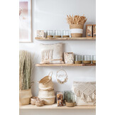 J-Line Basket Round With Stripe + Handle Reed Natural/White