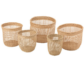 J-Line Set Of 5 Baskets Oasis Seagrass Light Natural