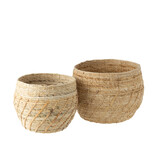 J-Line Set Of 2 Baskets Raffael Round Raffia Natural