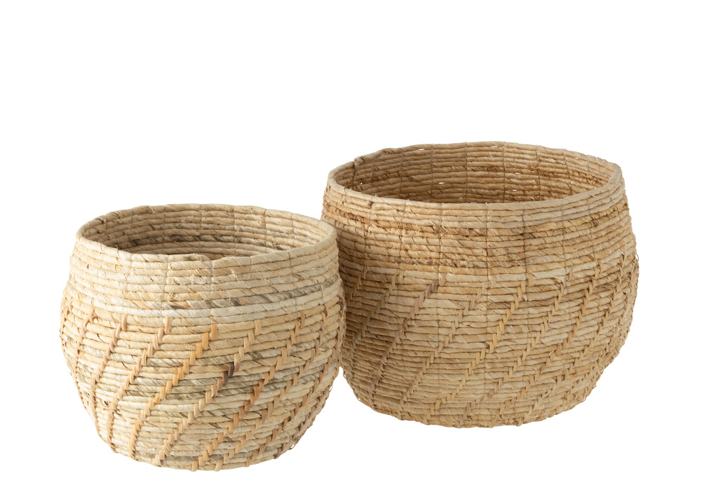 J-Line Set Of 2 Baskets Raffael Round Raffia Natural