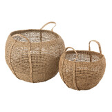 J-Line Set Of 2 Baskets Tosai Seagrass Natural