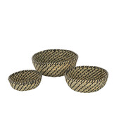 J-LINE SET VAN 3 MANDEN ROND STRO NATUUR/ZWART