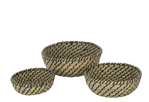 J-LINE SET VAN 3 MANDEN ROND STRO NATUUR/ZWART