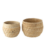 J-Line Set Of 2 Baskets Raffael Round Raffia Natural