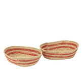 J-LINE SET VAN 2 MANDEN STREPEN MAÏSBLAD NATUUR/ROOD