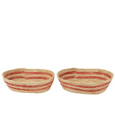 J-LINE SET VAN 2 MANDEN STREPEN MAÏSBLAD NATUUR/ROOD