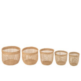 J-Line Set Of 5 Baskets Oasis Seagrass Light Natural