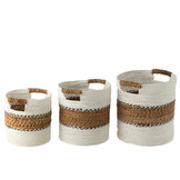 J-Line Set van 3 Manden Laura Raffia Wit/Naturel