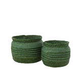 J-Line Set van 2 Manden Gevlochten Rand Zeegras Groen