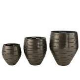 J-LINE SET VAN 3 WINDLICHTEN KOMMETJES METAAL ZWART