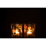 J-LINE THEELICHTHOUDER POSY MEDIUM GLAS MIX (SET VAN 2)