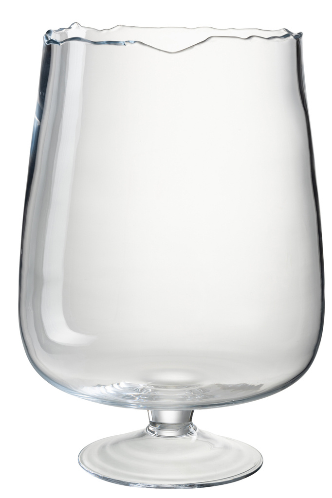 J-LINE LANTAARN OP VOET ONREGELMATIGE RAND GLAS TRANSPARANT LARGE