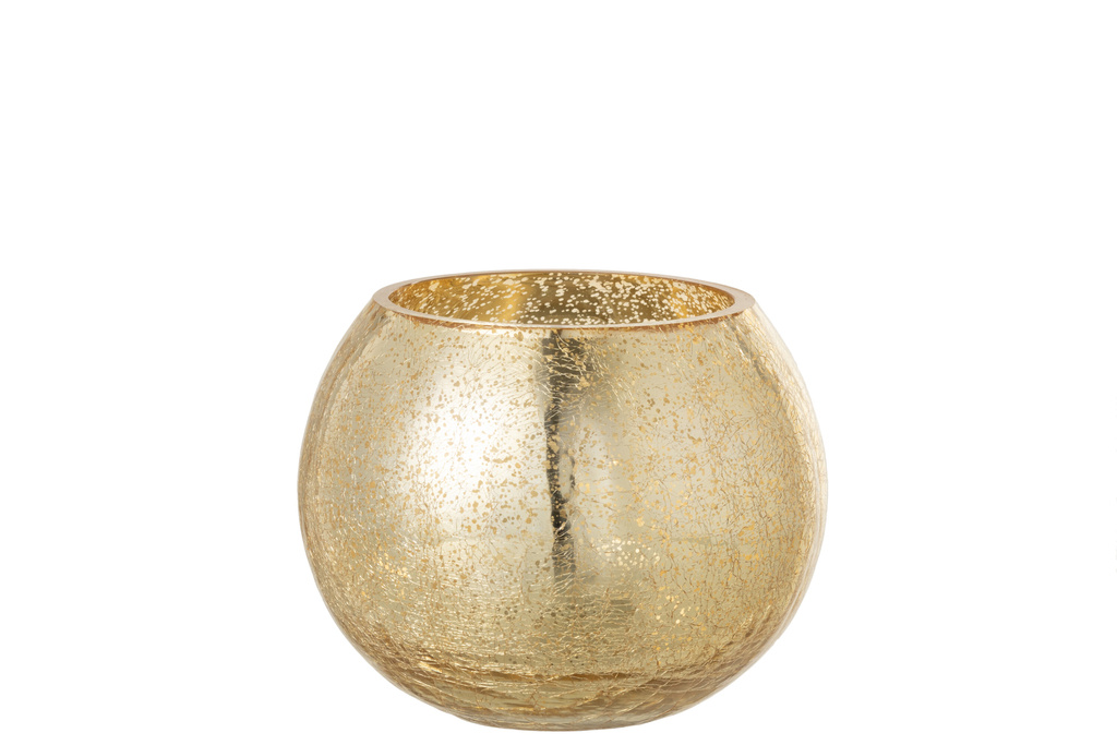 J-LINE WINDLICHT BAL CRAQUELÉ GLAS – PARELMOEREFFECT GOUD MEDIUM