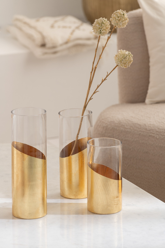 J-LINE WINDLICHT MOA GLAS TRANSPARANT/GOUD LARGE