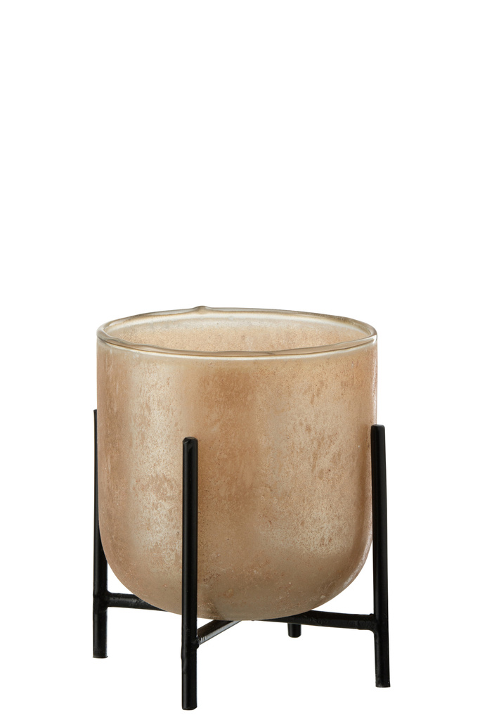 J-LINE WINDLICHT ASTOR OP VOET – GLAS/METAAL AMBER SMALL