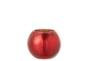 J-LINE WINDLICHT BAL CRAQUELÉ GLAS – PARELMOEREFFECT ROOD SMALL