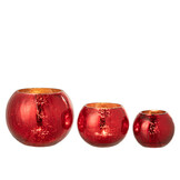 J-LINE WINDLICHT BAL CRAQUELÉ GLAS – PARELMOEREFFECT ROOD LARGE