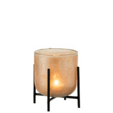 J-LINE WINDLICHT ASTOR OP VOET – GLAS/METAAL AMBER SMALL