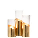 J-LINE WINDLICHT MOA GLAS TRANSPARANT/GOUD LARGE