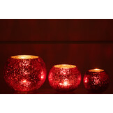 J-LINE WINDLICHT BAL CRAQUELÉ GLAS – PARELMOEREFFECT ROOD LARGE