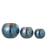 J-LINE WINDLICHT BAL CRAQUELÉ GLAS – PARELMOEREFFECT BLAUW LARGE