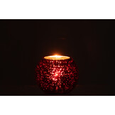 J-LINE WINDLICHT BAL CRAQUELÉ GLAS – PARELMOEREFFECT ROOD SMALL