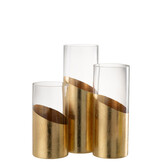 J-LINE WINDLICHT MOA GLAS TRANSPARANT/GOUD LARGE