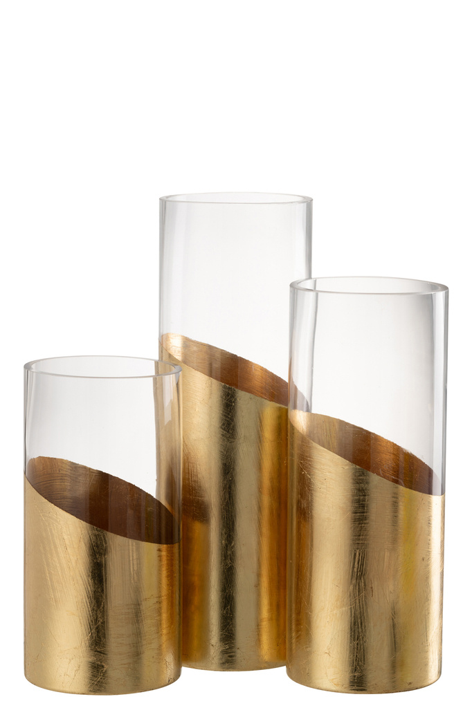 J-LINE WINDLICHT MOA GLAS TRANSPARANT/GOUD LARGE