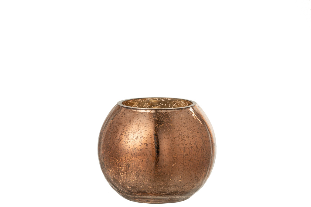 J-Line Hurricane Lichtbol Craquelé Glas Parel Effect Bruin Klein