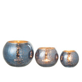 J-LINE WINDLICHT BAL CRAQUELÉ GLAS – PARELMOEREFFECT BLAUW LARGE