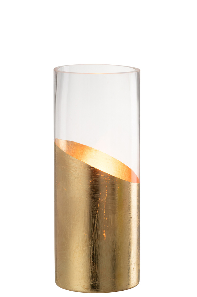 J-LINE WINDLICHT MOA GLAS TRANSPARANT/GOUD MEDIUM