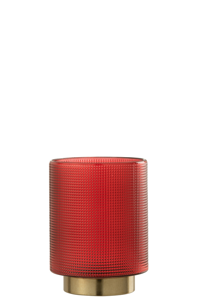J-LINE WINDLICHT GERUIT GLAS ROOD/GOUD KLEIN