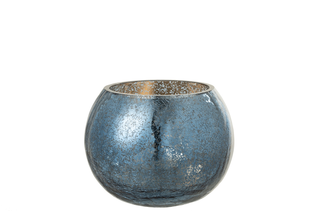 J-LINE WINDLICHT BAL CRAQUELÉ GLAS – PARELMOEREFFECT BLAUW MEDIUM