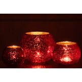 J-LINE WINDLICHT BAL CRAQUELÉ GLAS – PARELMOEREFFECT ROOD LARGE